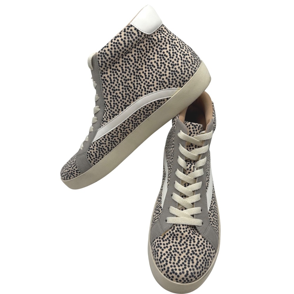 Womens High Top Sneakers Dalmation Print Lace Up Shoes Size 11 y2k style‎